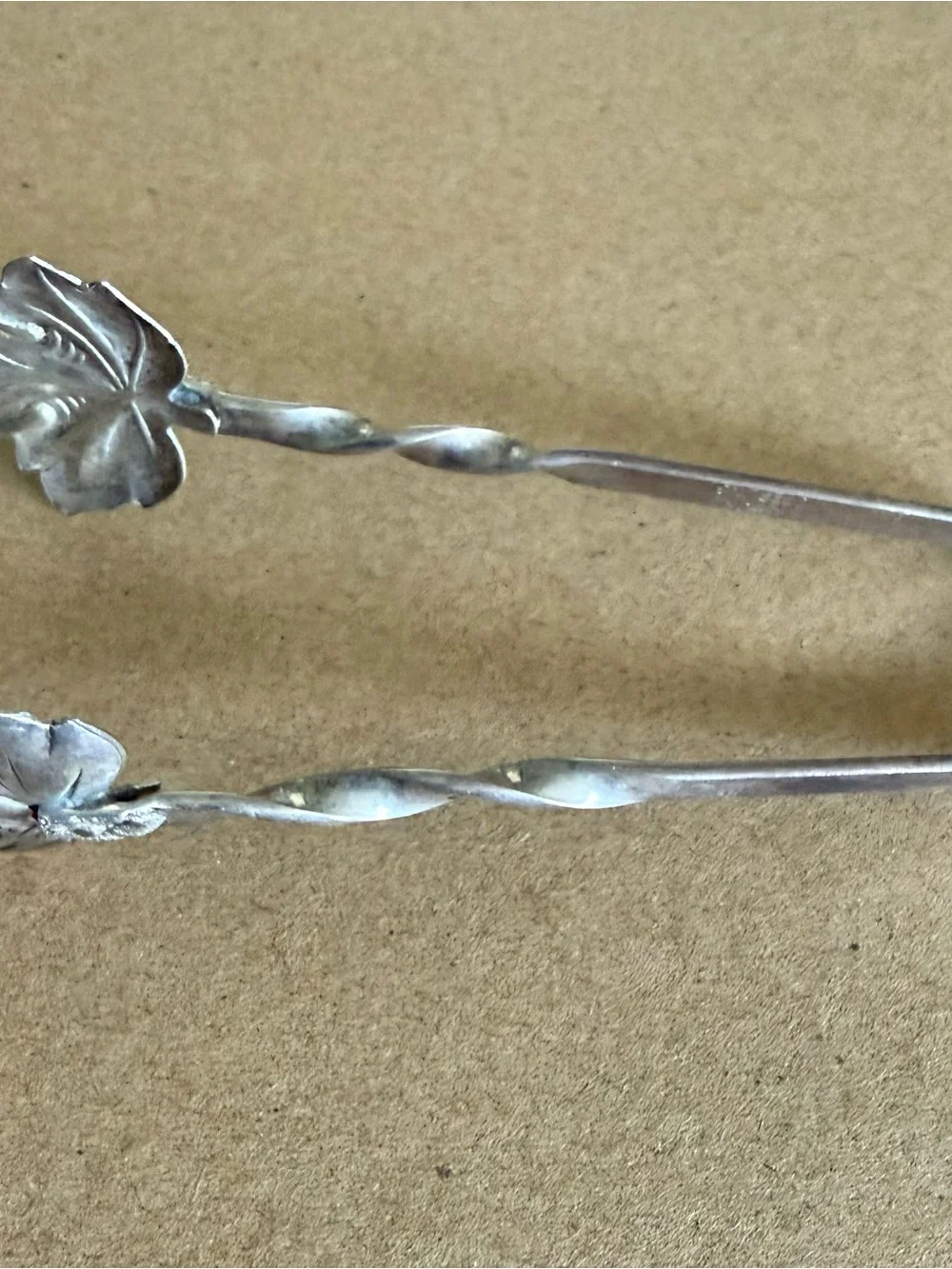 Leaf-Top Decorative Spoon Pair - Silver-Tone